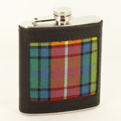 Hip Flask, Tartan and Leather, Buchanan Tartan